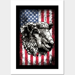 Patriotic Sheep American Flag Posters and Art